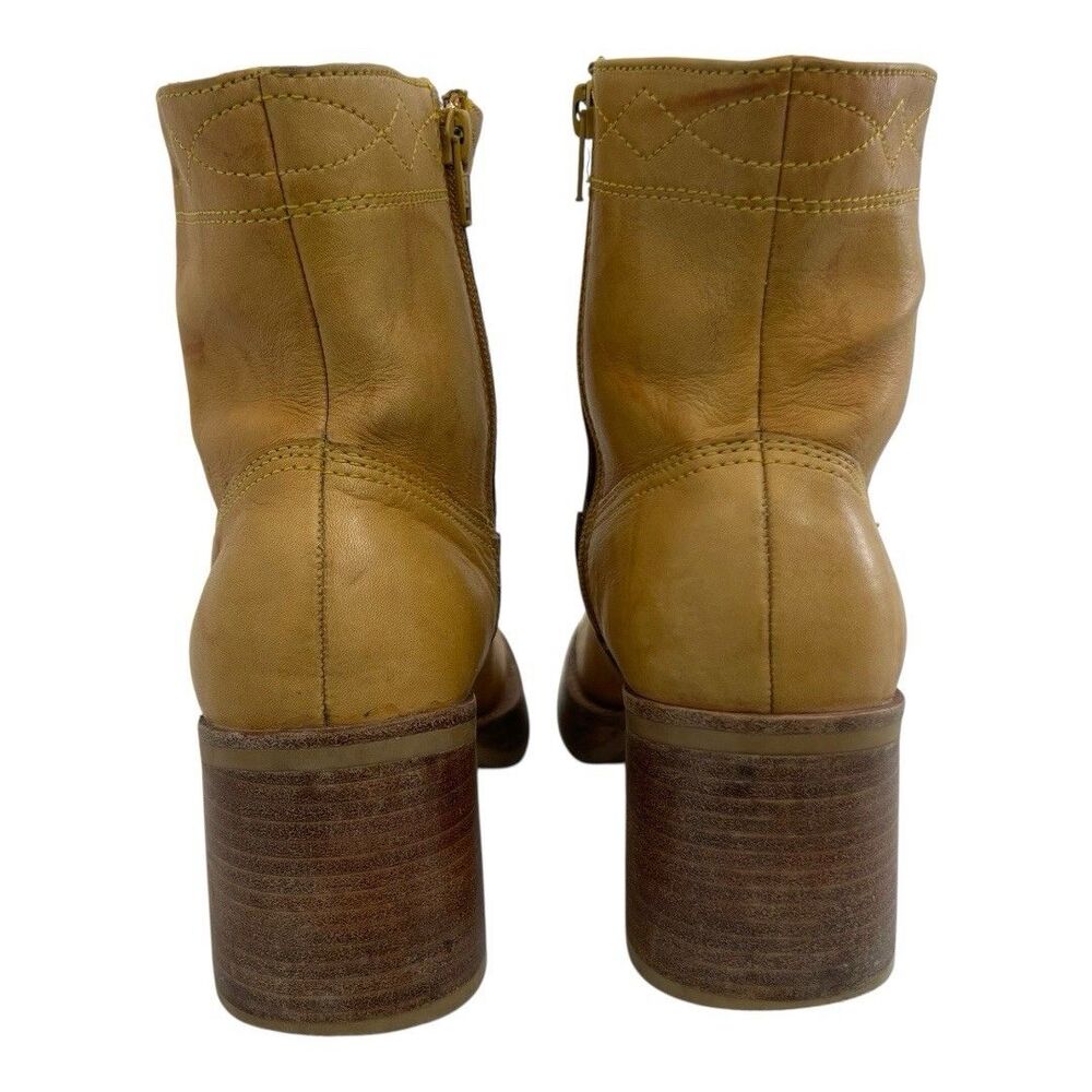 Frye Villager Platform Boots Size 9 Banana Yellow Leather Vintage Y2K 77320 - Picture 5 of 8